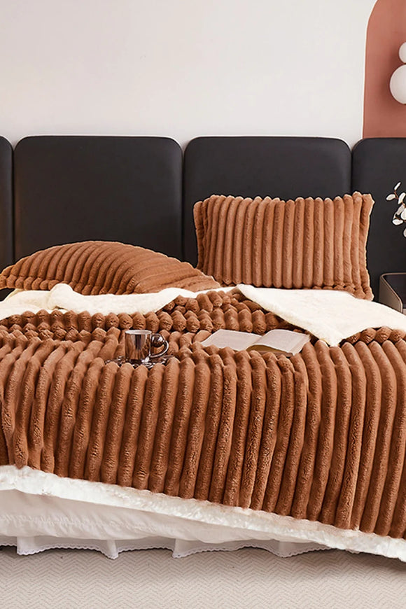 1pc Weighted Fleece Blanket -Soft, Warm, Throw for Bedroom, Living Room, Student Dormitory, Car, Sofa,8lbs With Sherpa