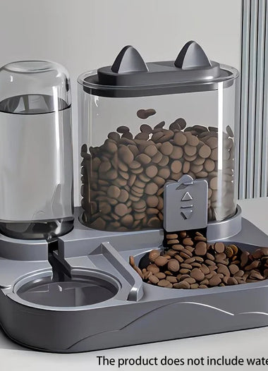 2-in-1 Large Pet Feeder & Water Dispenser, Dry Wet Separation, Durable Plastic, Transparent, No Battery, For Cats Dogs Travel