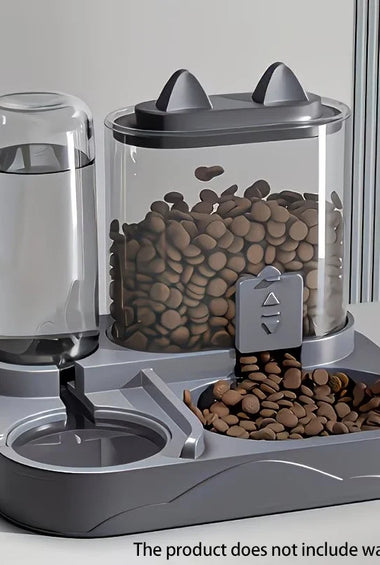 2-in-1 Large Pet Feeder & Water Dispenser, Dry Wet Separation, Durable Plastic, Transparent, No Battery, For Cats Dogs Travel