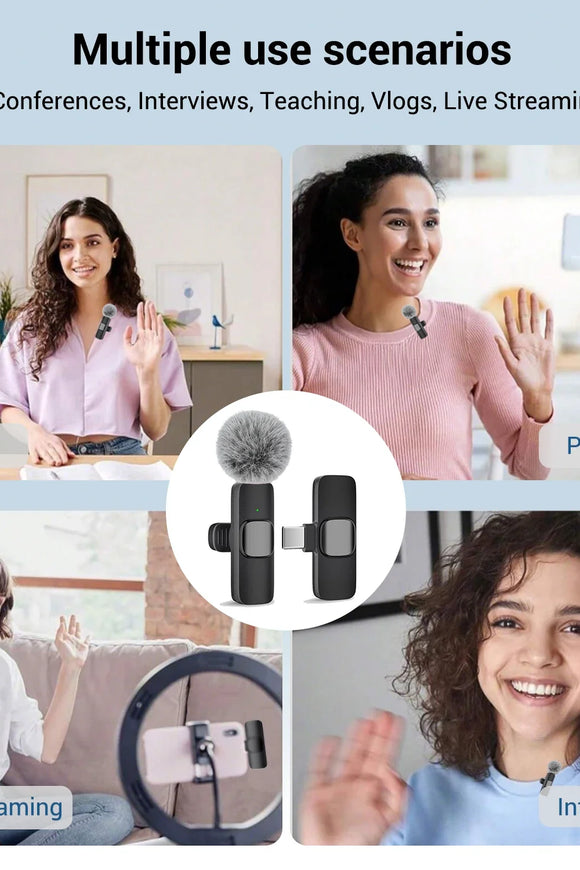USB-C Wireless Lavalier Microphone – Portable Clip-On Travel Mic