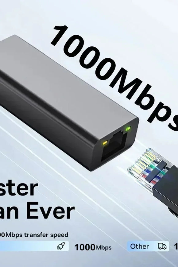 USB Type C Ethernet Adapter 1000Mbps USB 3.0 RJ45 Network Card For MacBook PC Windows XP 7 8 10 Android USB Lan Internet Cable