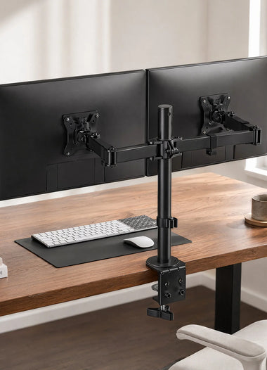 Dual Monitor Stand, Heavy Duty Adjustable Monitor Desk Mount for 2 Screens up to 32 Inches, Fully Adjustable Height, Tilt, Swivel, Rotate, Supports 17.6 lbs per Monitor Arm, Easy Installation