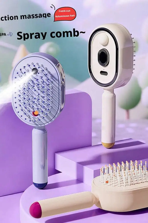 Multi-Functional Spray Massage Comb Gentle Round Teeth for Detangling Even Hair Product Application Home Head SPA