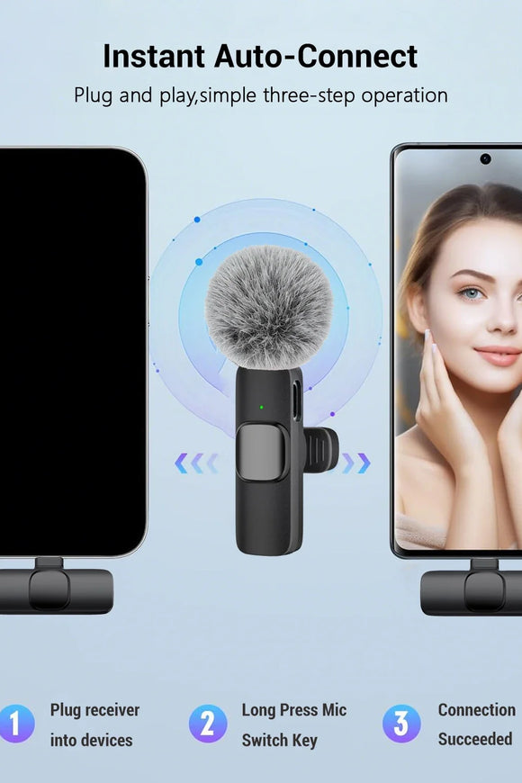 USB-C Wireless Lavalier Microphone – Portable Clip-On Travel Mic
