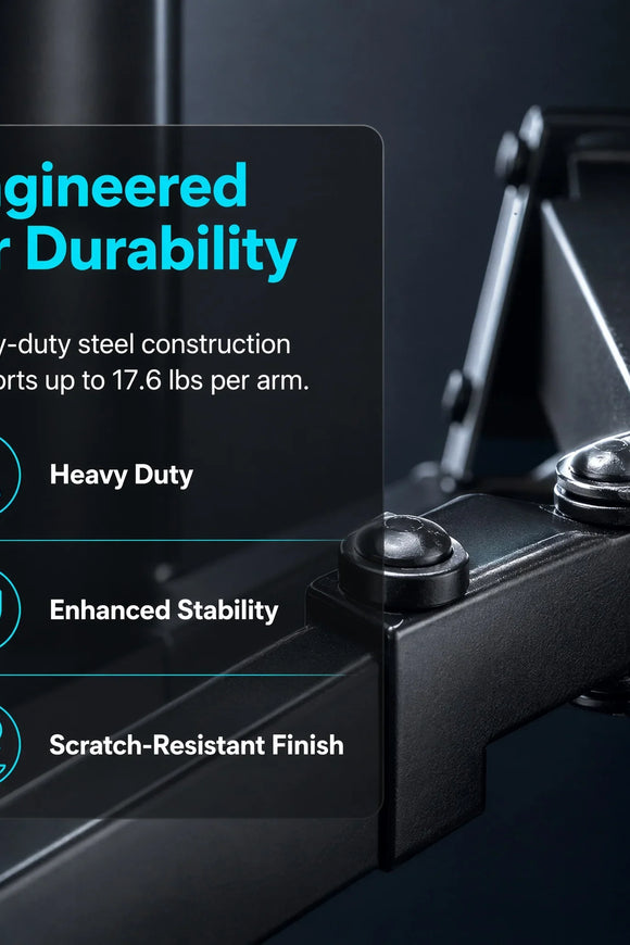 Dual Monitor Stand, Heavy Duty Adjustable Monitor Desk Mount for 2 Screens up to 32 Inches, Fully Adjustable Height, Tilt, Swivel, Rotate, Supports 17.6 lbs per Monitor Arm, Easy Installation