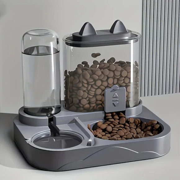 2-in-1 Large Pet Feeder & Water Dispenser, Dry Wet Separation, Durable Plastic, Transparent, No Battery, For Cats Dogs Travel