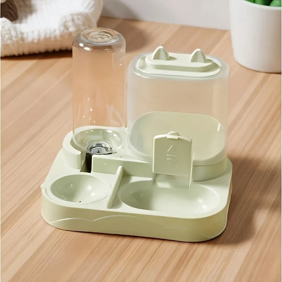 2-in-1 Large Pet Feeder & Water Dispenser, Dry Wet Separation, Durable Plastic, Transparent, No Battery, For Cats Dogs Travel