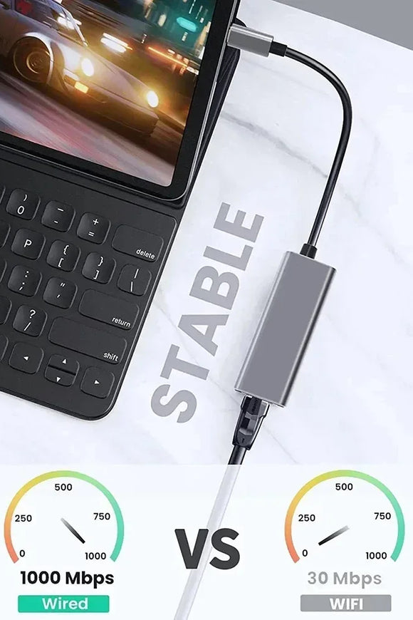 USB Type C Ethernet Adapter 1000Mbps USB 3.0 RJ45 Network Card For MacBook PC Windows XP 7 8 10 Android USB Lan Internet Cable