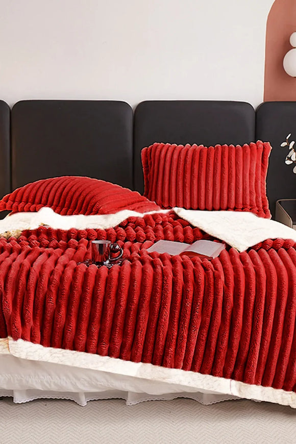 1pc Weighted Fleece Blanket -Soft, Warm, Throw for Bedroom, Living Room, Student Dormitory, Car, Sofa,8lbs With Sherpa