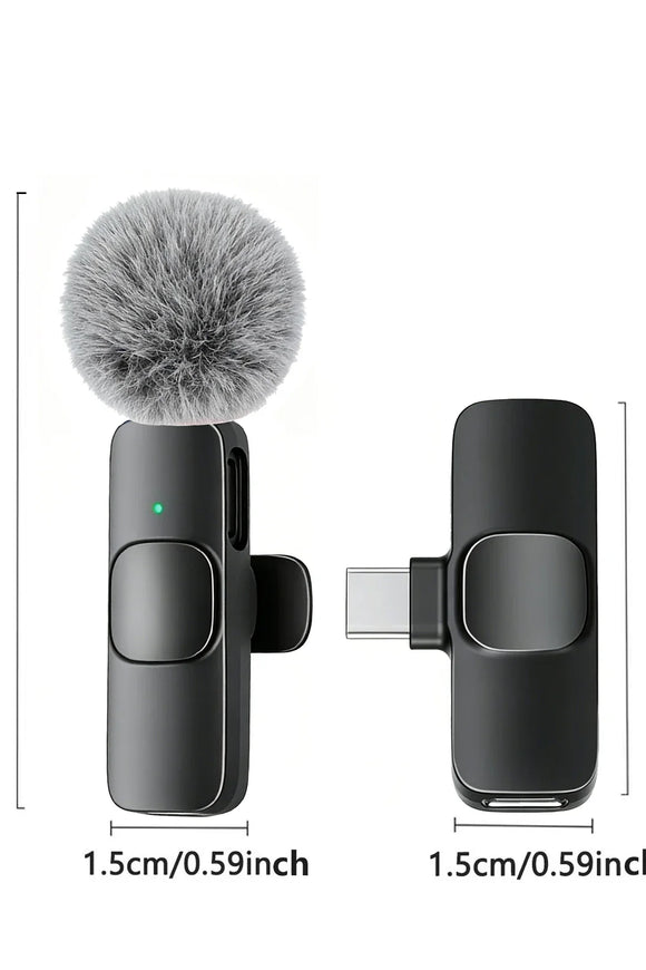 USB-C Wireless Lavalier Microphone – Portable Clip-On Travel Mic
