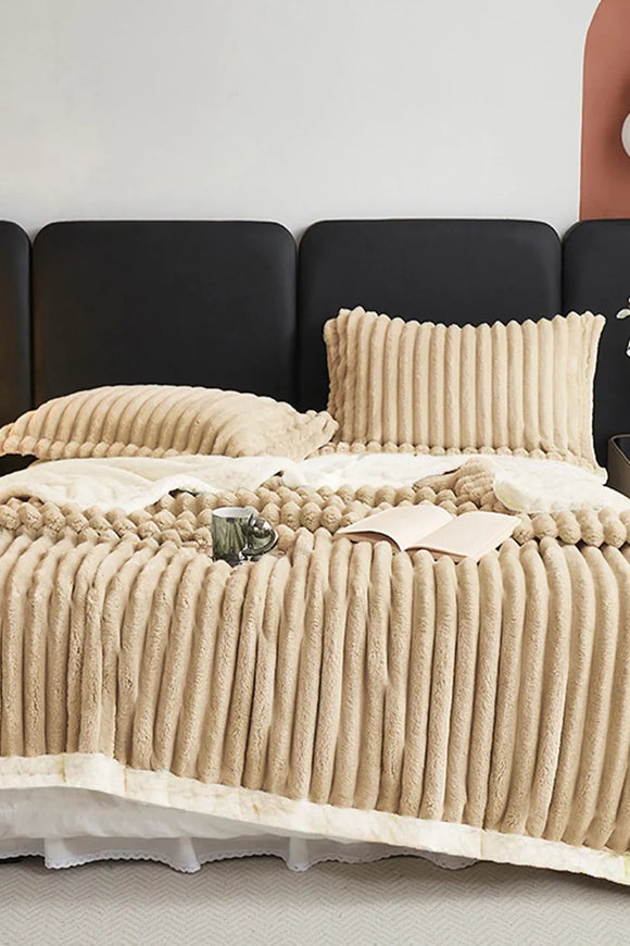 1pc Weighted Fleece Blanket -Soft, Warm, Throw for Bedroom, Living Room, Student Dormitory, Car, Sofa,8lbs With Sherpa